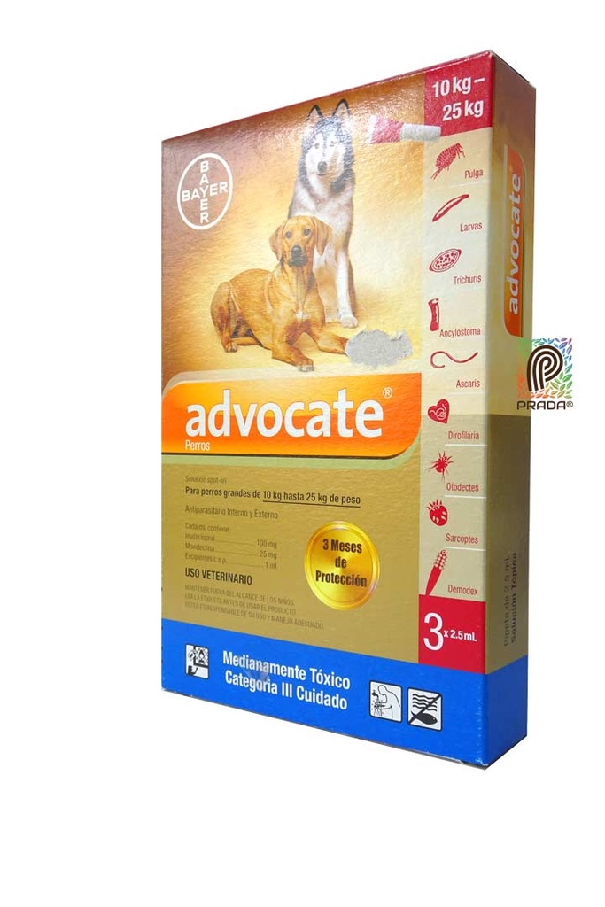 ADVOCATE PERROS 10-25 KG (2,5 ML) X 3 UND