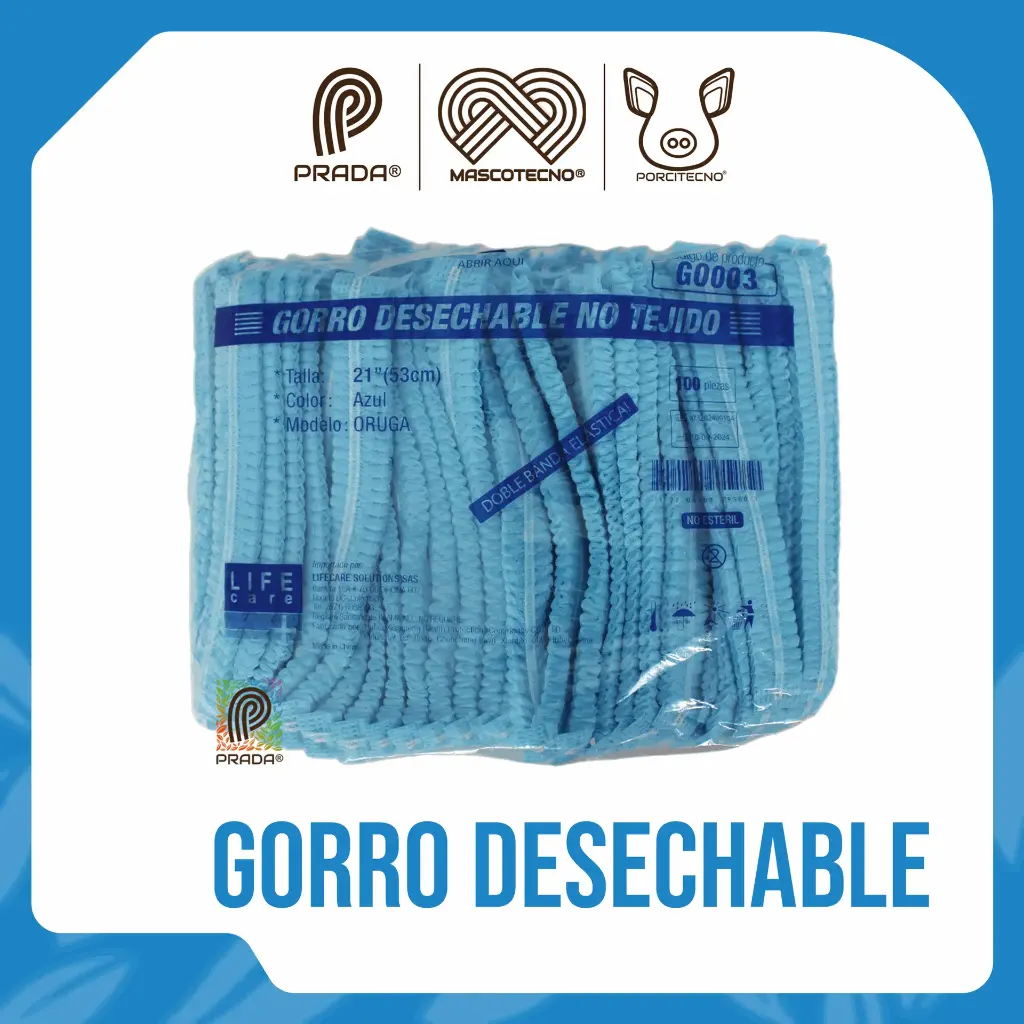 [4-0020-0590] GORRO DESECHABLE ORUGA AZUL X 100 UND