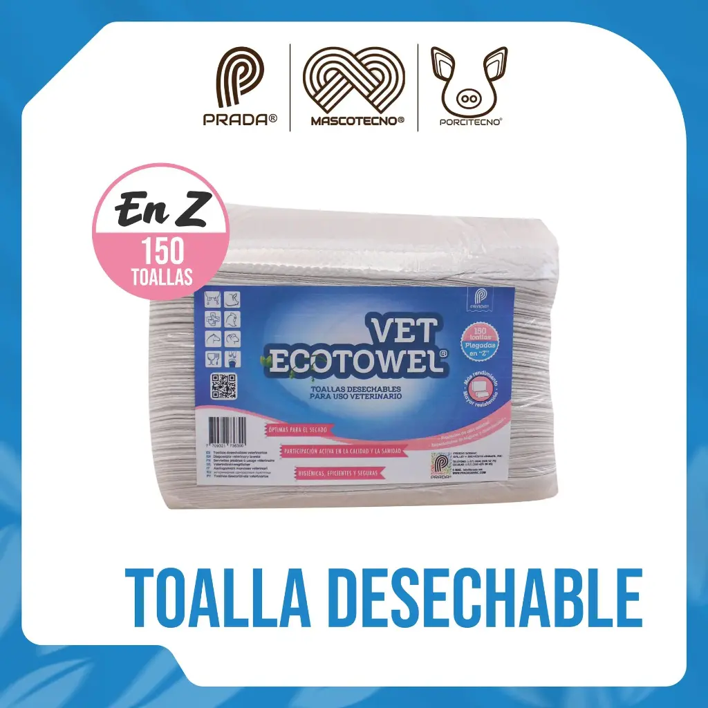 [6-0020-0994] TOALLA VETERINARIA DESECHABLE “EN Z” VET ECOTOWEL 150 UND