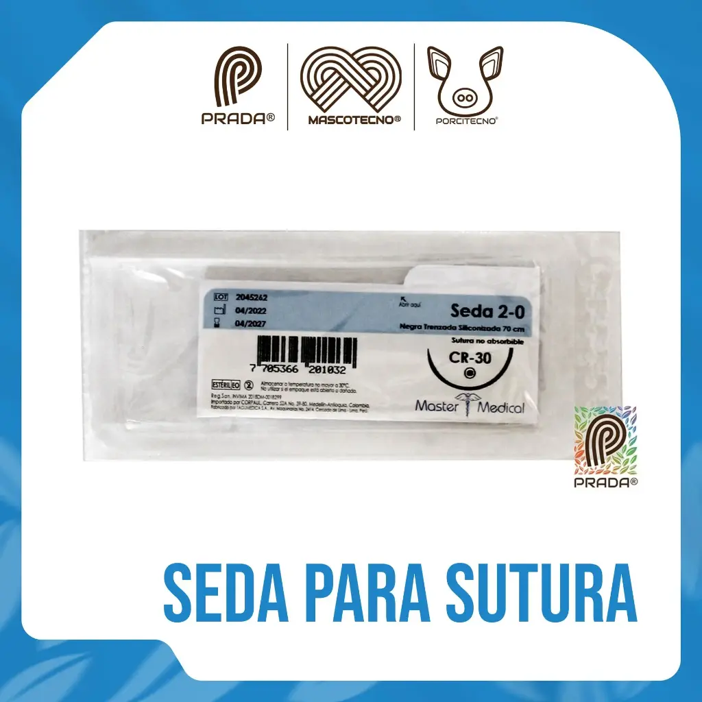 [7-0107-0919] CORPASEDA / SEDA NEGRA TRENZADA 2-0 AGUJA CR30 70 CMS MASTER MEDICAL