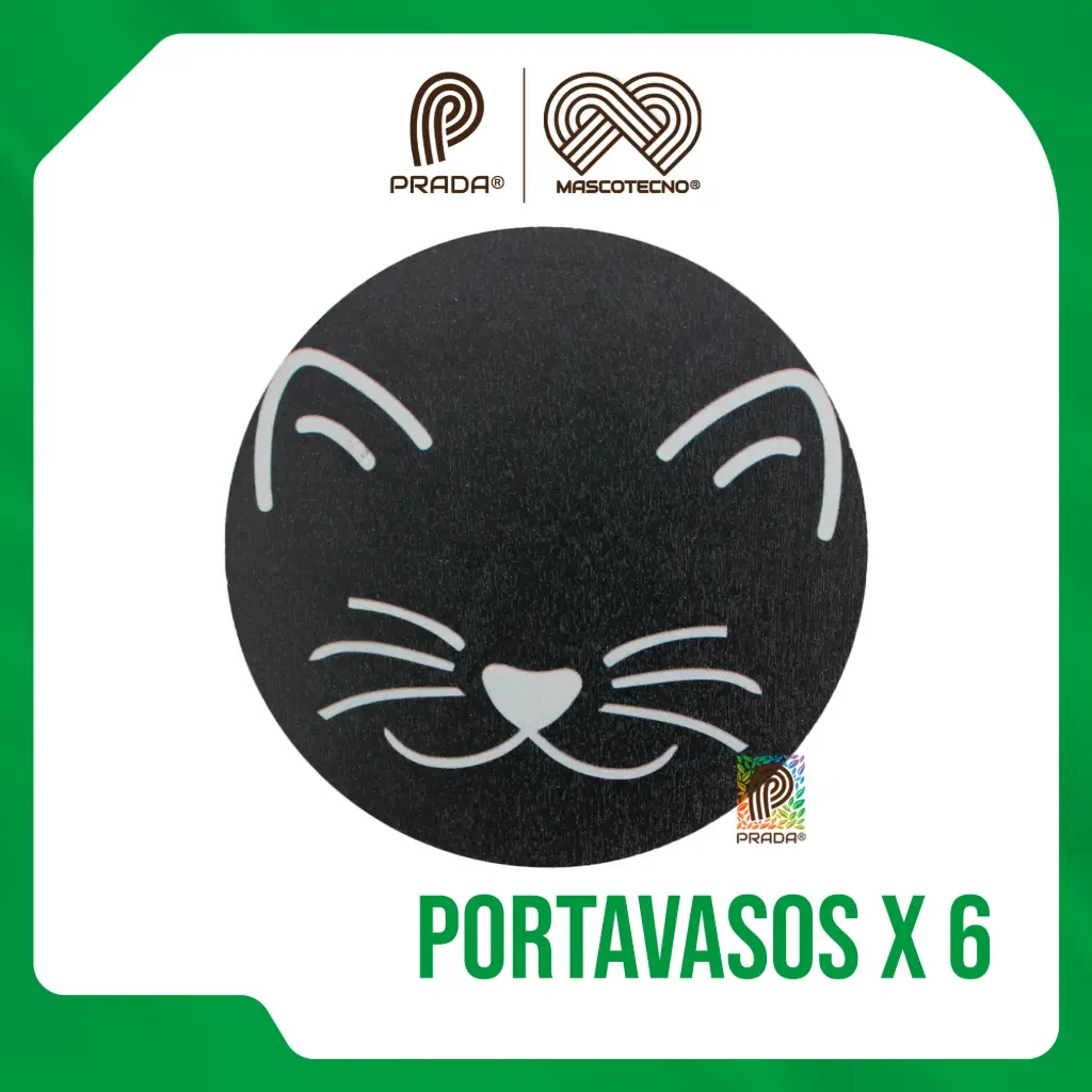 PORTA VASOS MADERA MASCOTAS X 6